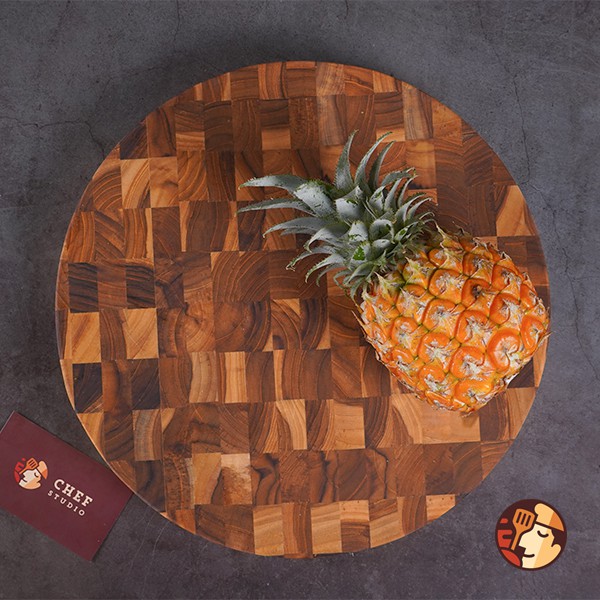 Thớt gỗ Teak Chef Studio cao cấp hình tròn, đa dụng, an toàn cho sức khỏe, size 30x30 cm