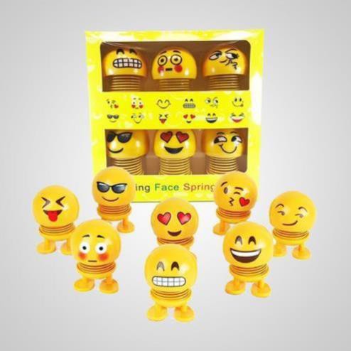 Trọn Bộ 6 Thú nhún emoji con lắc lò xo biểu cảm gương mặt loại 1( không trùng mẫu )