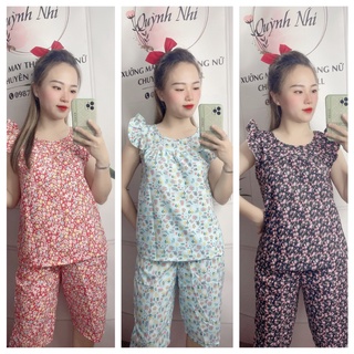 Set bộ lụa lửng mặc nhà họa tiết hoa nhí dễ thương có size 40-75kg - lua31