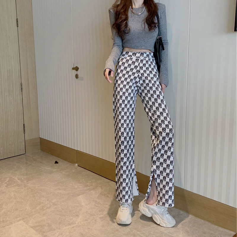 Quần dài IELGY lưng cao ống rộng thời trang Hàn Quốc cho nữ