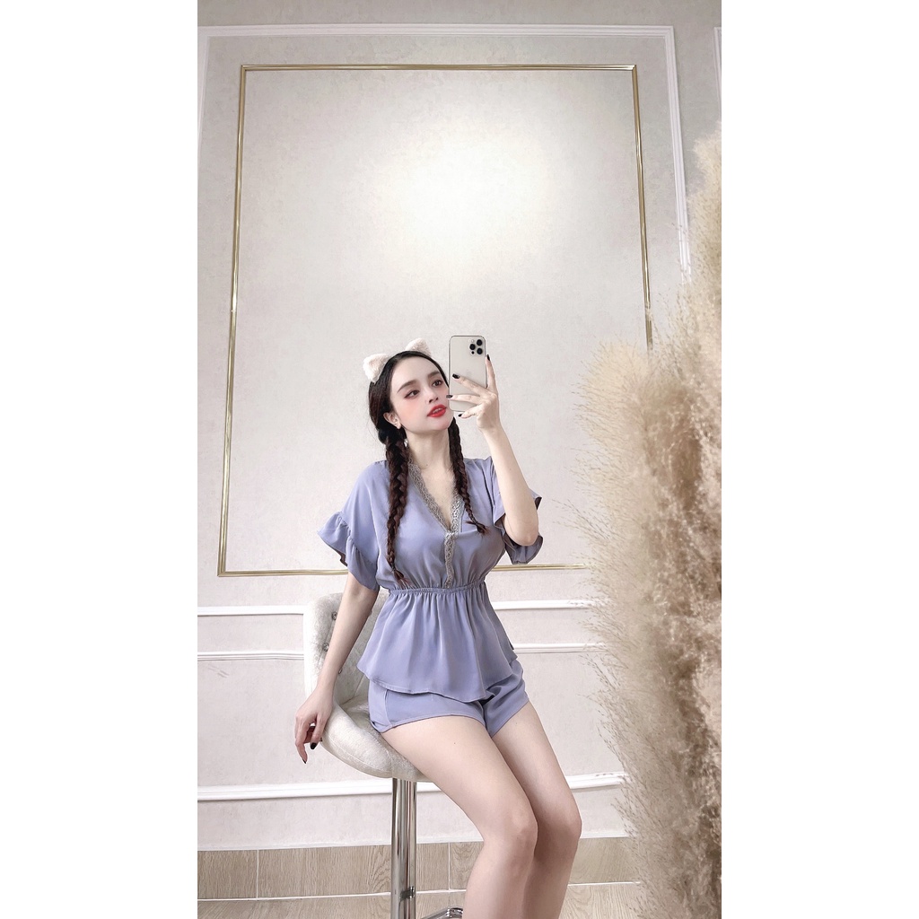 Bộ Mặc Nhà - Đồ Bộ Lụa Mềm Mại - Mát Dạng KIMONO Quần Phối Màu Tay Cánh Dơi Cực Sang Dưới 57kg