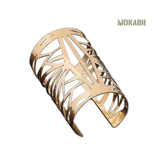 Vòng Tay Dạng Mở Họa Tiết Rỗng Màu Vàng Thời Trang