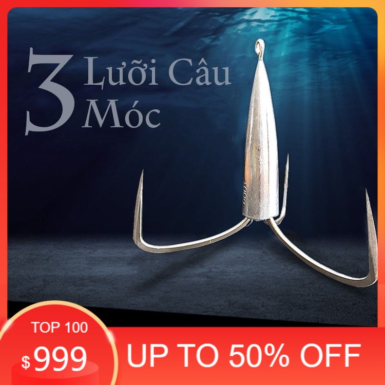 (caucaTV ) Lưỡi câu cá, lưỡi câu ba tiêu câu cá không cần dùng mồi, nặng 30g, 40g, 50g, 60g, lưỡi sắc bén LBT (caucaTV )