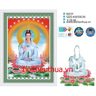 Tranh thêu chữ thập 3D Phật Quan Âm. Kích thước: 44x59cm