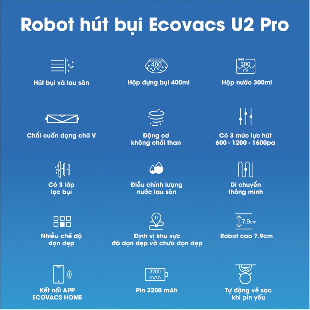 [Quốc tế] [BH 18tháng] Robot U2 Pro hút bụi lau nhà chuyên nghiệp thú cưng