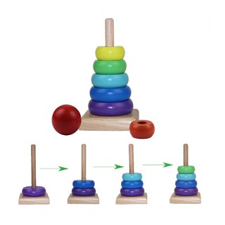 Đồ chơi gỗ - Tháp cầu vồng gỗ size bé