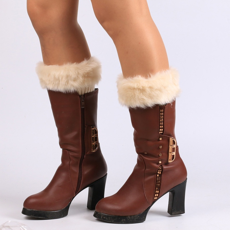 Youyo Vớ Ống Chân Dệt Kim Giả Lông Thú Giữ Ấm Mùa Đông Cho Nữ