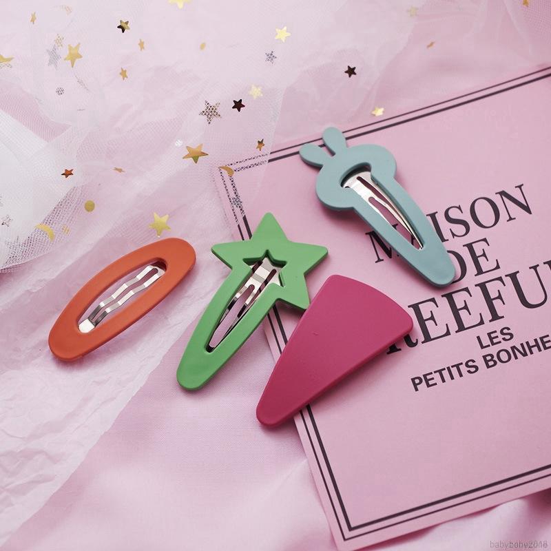 Set 4 kẹp tóc nhiều màu phối hình thỏ ngôi sao dễ thương cho bé gái