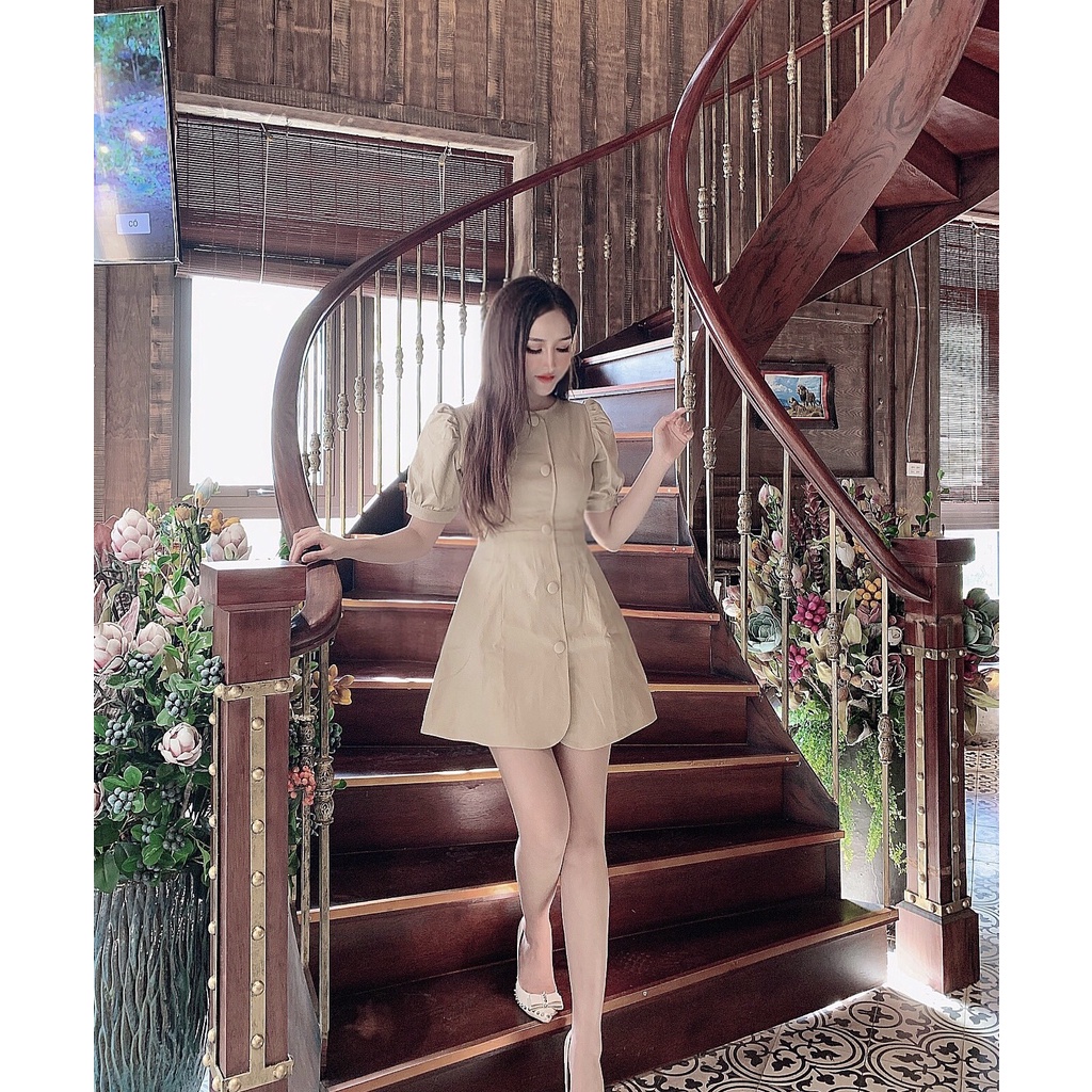 váy kaki viền cúc | BigBuy360 - bigbuy360.vn