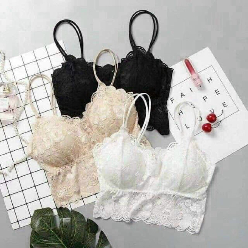 Áo Bra ren hoa hai dây croptop quyến rũ