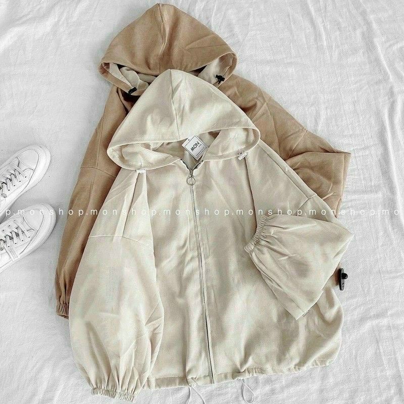 Jacket da lộn form rộng trơn 2 lớp - ảnh thật
