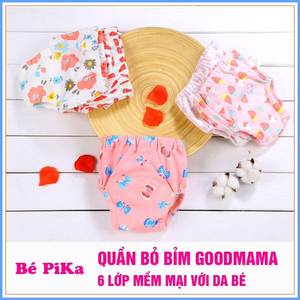 Combo 3 quần bỏ bỉm Goodmama 6 lớp siêu thấm hút cho bé trai/ bé gái ( 5-16kg)