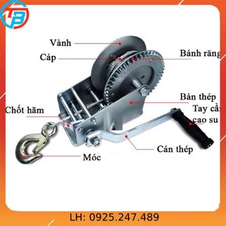 Tời quay tay 800lbs cáp 8m trọng tải 360kg