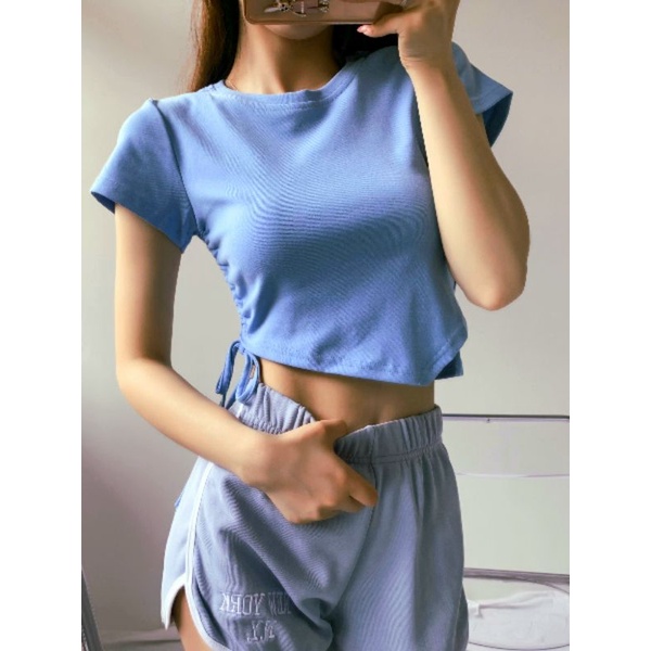 Áo nhọn rút bên tay ngắn thun - A2NR