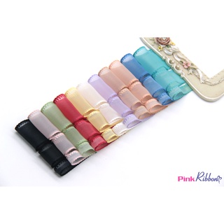 *(GIÁ 1 MÉT) Ruy băng voan mờ cao cấp - viền chỉ lệch 2 biên (3 cỡ: 9mm-25mm-38mm) làm nơ trang trí, phụ kiện may mặc