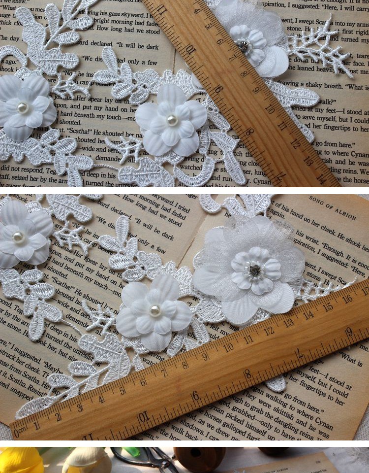 Miếng ren hoa 3d xinh xắn dùng để trang trí áo cưới