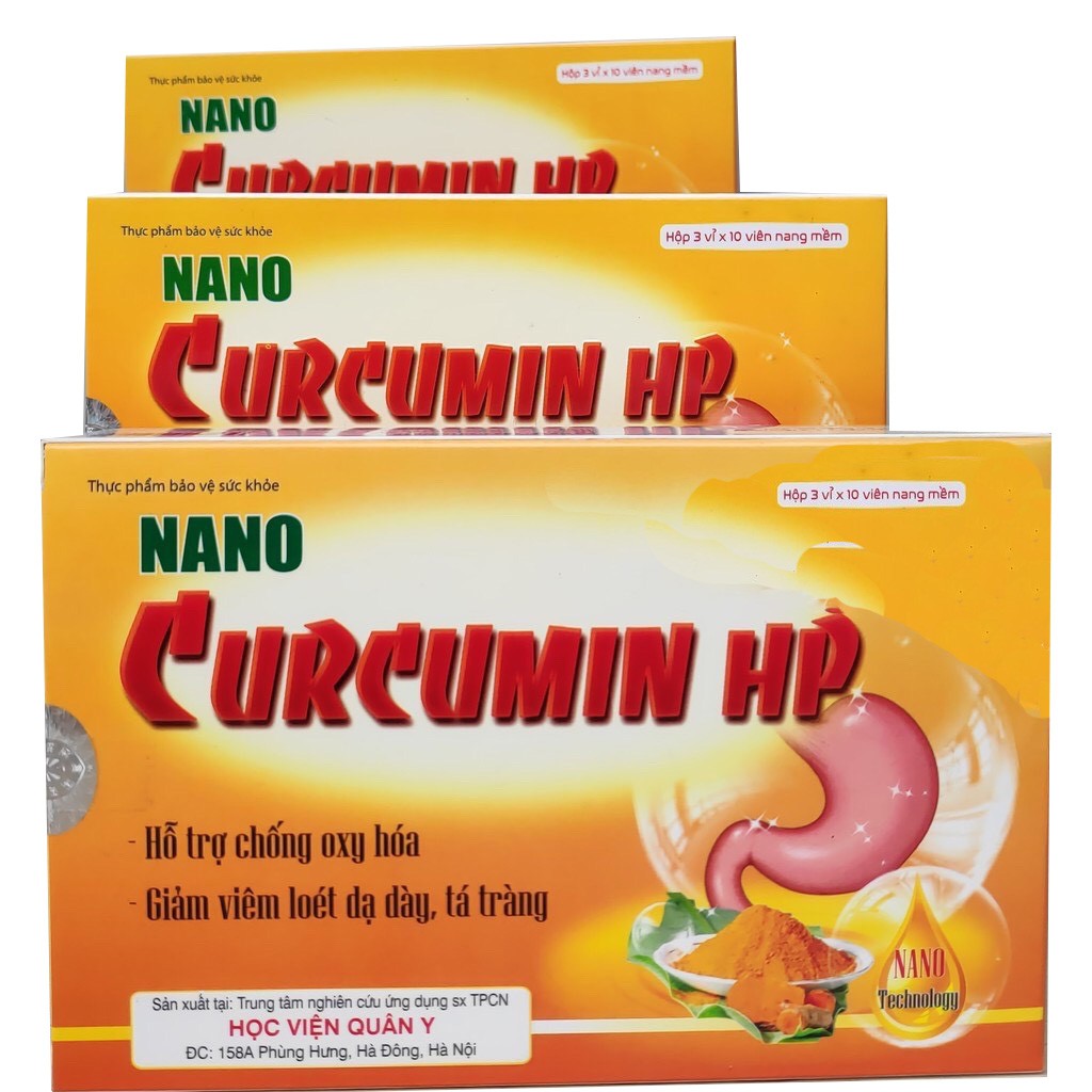 Hỗ Trợ Bệnh Đau Dạ Dày - Nano Curcumin Hp Học Viện Quân Y - Giảm Viêm Loét Dạ Dày, Hành Tá Tràng