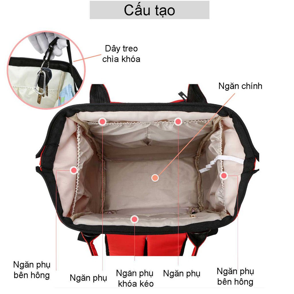 Balo bỉm sữa cao cấp cho mẹ và bé (BL19), túi giỏ đựng đồ cho trẻ sơ sinh khi ra ngoài