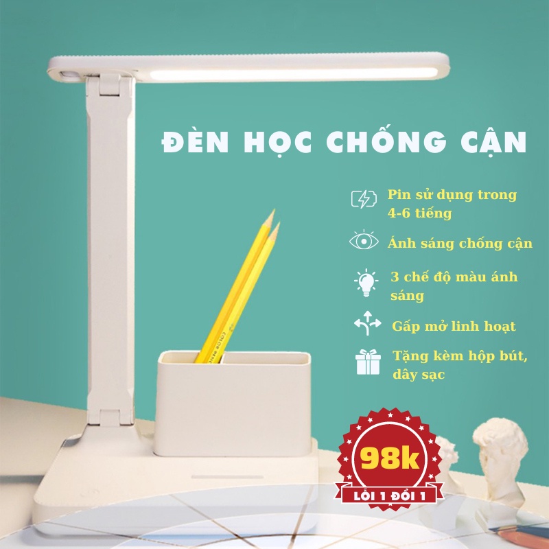 Đèn Học Đèn Trang Trí Bàn Làm Việc Đọc Sách Kèm Sạc Và Củ Sạc Nhanh