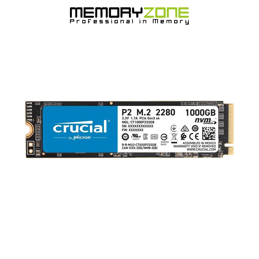 Ổ Cứng SSD Crucial P2 1TB NVMe 3D-NAND M.2 PCIe Gen3 x4 CT1000P2SSD8