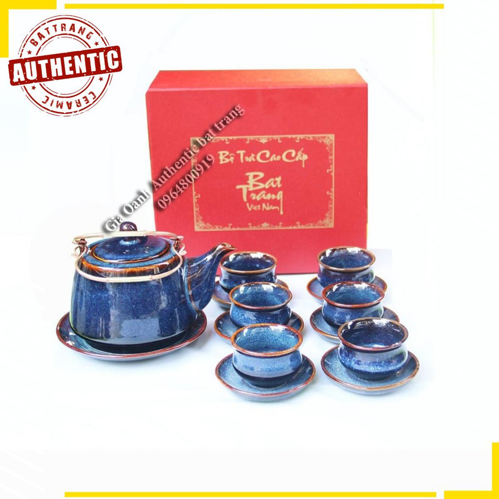 BỘ ẤM QUÀ TẶNG MEN XANH HỎA BIẾN ĐẲNG CẤP SẢN XUẤT TẠI XƯỞNG GỐM SỨ GIA OANH AUTHENTIC BAT TRANG