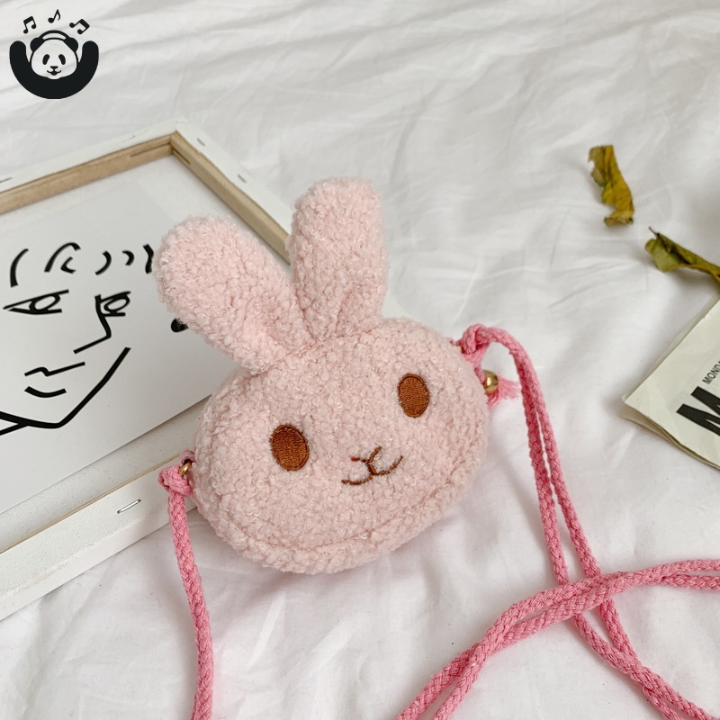 Túi đeo chéo hình thỏ nhồi bông mini dễ thương cho bé gái