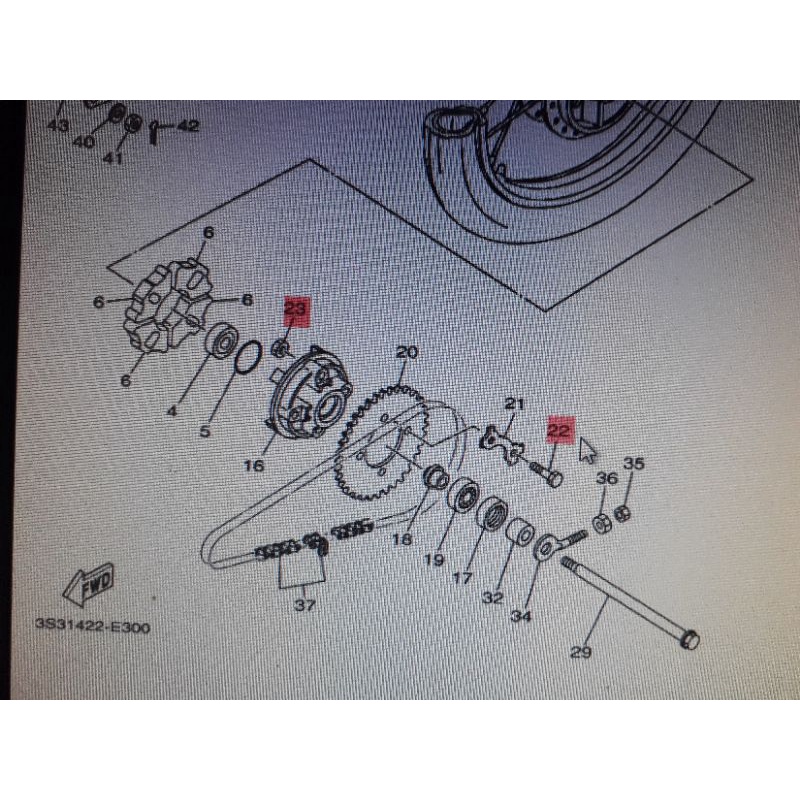 Bộ ốc tán đĩa tải sau Sirius.Jupiter.Yamaha