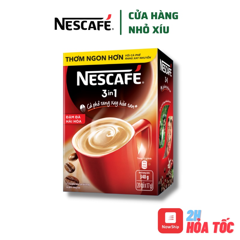 NESCAFE Đỏ Hộp cà phê hòa tan 3in1 20 gói x 17g Đậm đà hài hòa Date mới