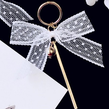 Khuyên tai ren nơ trắng xanh bông tai trang sức phụ kiện nữ phong cách Hàn Quốc thiết kế sáng tạo đẹp thời trang