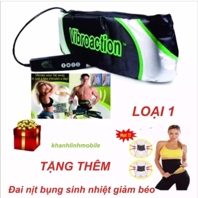 Đai massage thon gọn bụng Vibroaction + Đai nịt bụng sinh nhiệt giảm mỡ.