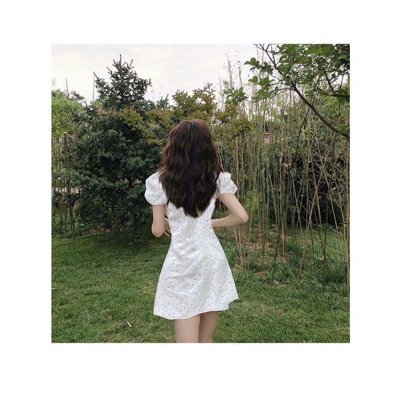 Đầm hoa tay con  khoét ngực 2M mã 1004