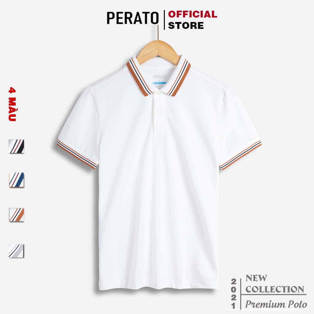 [MUA 2 GIẢM 40K] Áo Phông Nam Có Cổ PERATO, Phom Ôm Trẻ Trung, Thiết Kế Tinh Tế, Trẻ Trung (APCP21054)