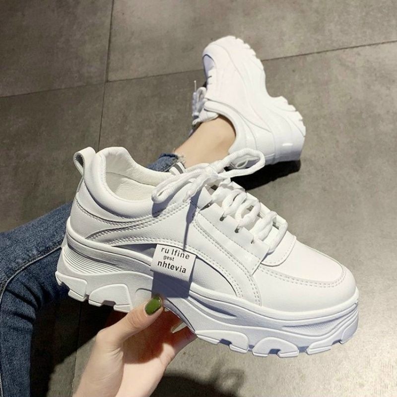 Giày Nữ 👟 Freeship 👟 Giày thể thao trắng đế độn nữ chuẩn hàng xịn loại 1 đế siêu nhẹ | BigBuy360 - bigbuy360.vn