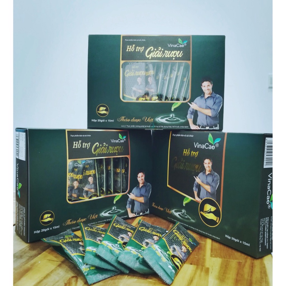 [5 gói uống liền] HỖ TRỢ GIẢI RƯỢU VINACAO - Thanh nhiệt, giải độc, mát gan