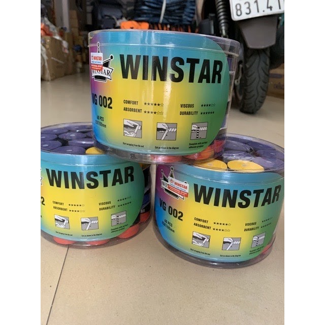 Quấn cán vợt cầu lông Winstar VG002 êm, thấm mồ hôi, có vân bám, nilong bọc ngoài