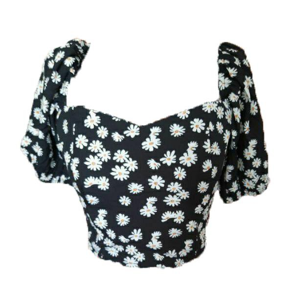 Áo croptop hoa cúc cột nơ sau kèm ảnh thật | BigBuy360 - bigbuy360.vn