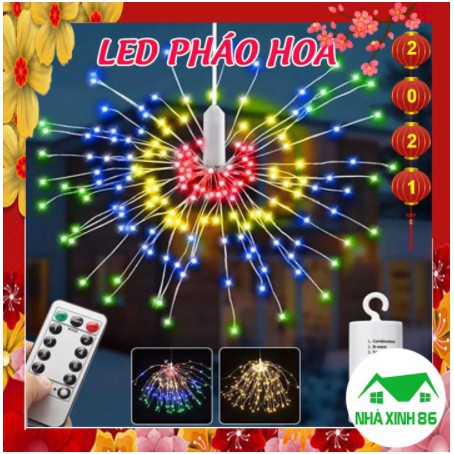 Đèn led pháo hoa có điều khiển trang trí ngày tết chùm 20 dây, 200 bóng led, 8 hiệu ứng nháy l Chùm đèn led pháo bông