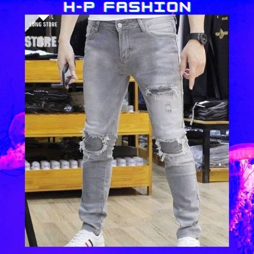 Quần Jean Nam Đen Rách 🔵 𝐅𝐑𝐄𝐄 𝐒𝐇𝐈𝐏 🔵 Quần Nam Đẹp Co Giãn Hàng Quảng Châu Hpfashion - Qjnhp05