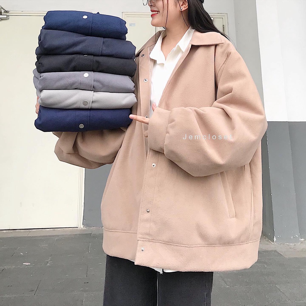 Áo Khoác Nữ Form Rộng JEM CLOSET Nhiều Màu Áo Khoác Bomber BONGBI Chất Liệu Nhung Mềm Mịn Phong Cách Hàn Dễ Thương 1762