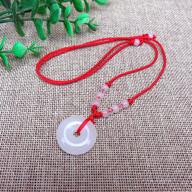 Vòng Cổ - Dây Chuyền Chỉ Đỏ Phối Mặt Xu Giả Ngọc dây rút tùy chỉnh độ rộng