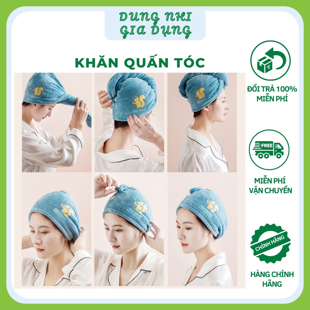 Khăn Quấn Đầu Sợi Bông Thấm Hút Siêu Tốt Khăn Quấn Tóc Gội Đầu Tiện Lợi Cho Chị Em