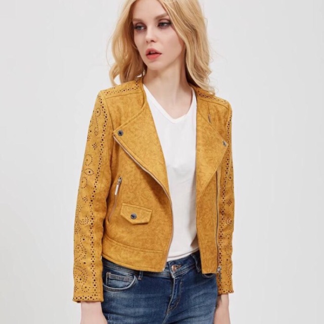 Áo da lộn đục lỗ ren hoa( đủ Size , 4 mầu )
