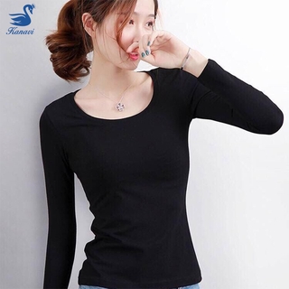 Áo thun dài tay cổ chữ V thời trang nữ