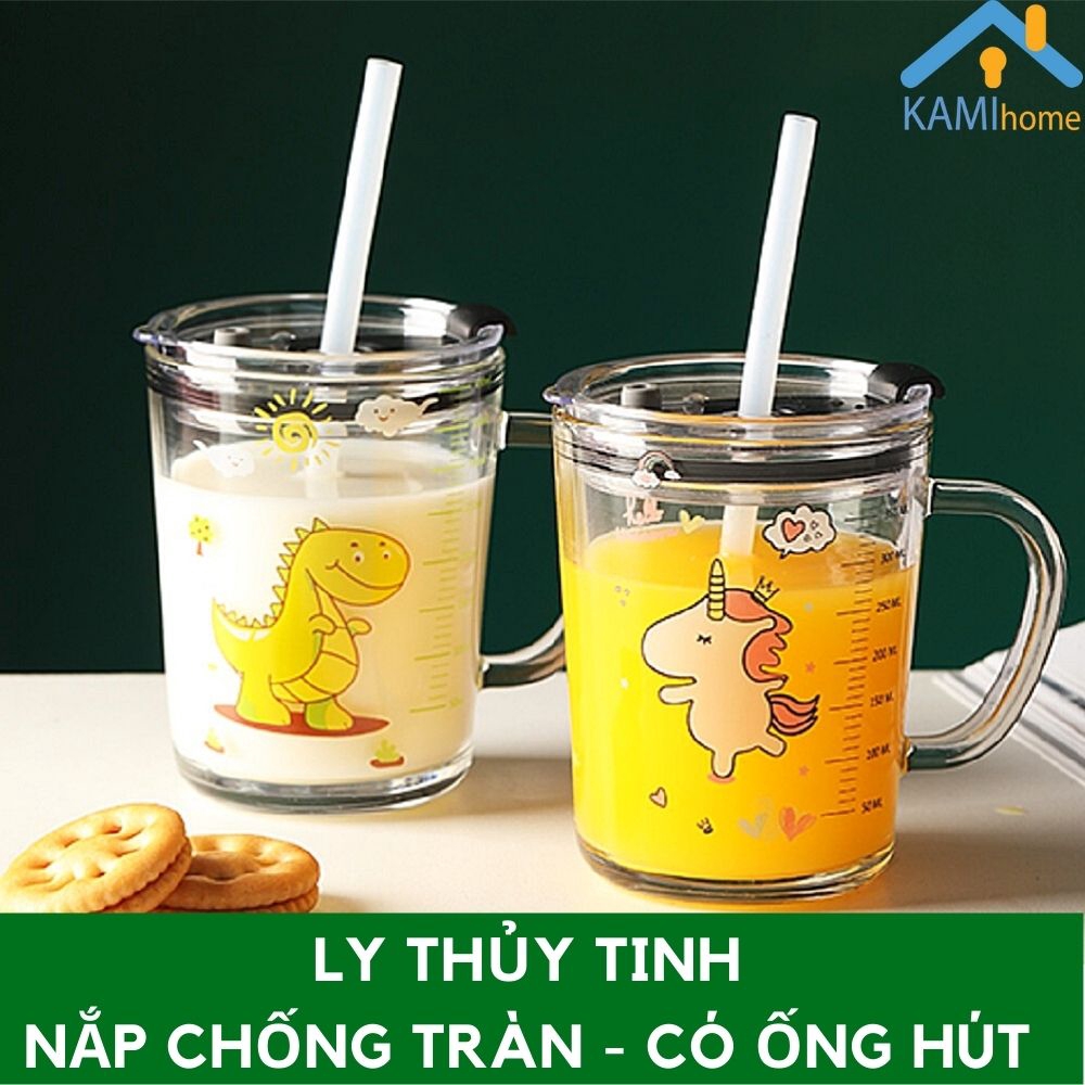 Ly thủy tinh chịu nhiệt có Quai và Nắp chống tràn giữ cách nhiệt 350ml mã 20024