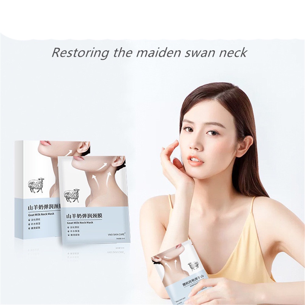 [Hàng mới về] Mặt nạ sữa dê Vno cấp ẩm làm mờ nếp nhăn vùng cổ nhanh chóng tiện lợi