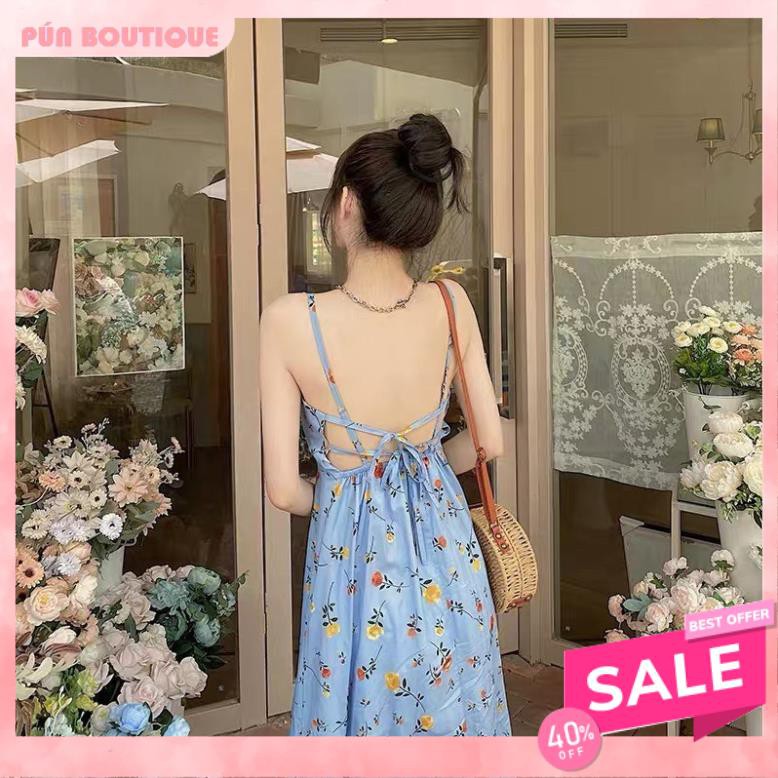 VÁY 2 DÂY SEXY HOA NHÍ XANH ĐAN DÂY CHẤT ĐŨI MÁT CÓ ĐỆM NGỰC - ĐẦM 2S DÁNG SUÔNG TX | BigBuy360 - bigbuy360.vn