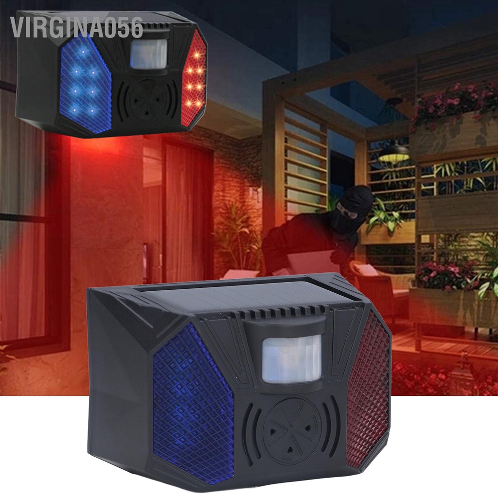 Có thể bán buôn Đèn báo động năng lượng mặt trời IP65 Cảnh âm thanh bằng còi hồng ngoại chống thấm nước với điều khiển từ xa cho trang trại gia đình Kho vườn cây ăn quả Virgina056 Hàng giao ngay