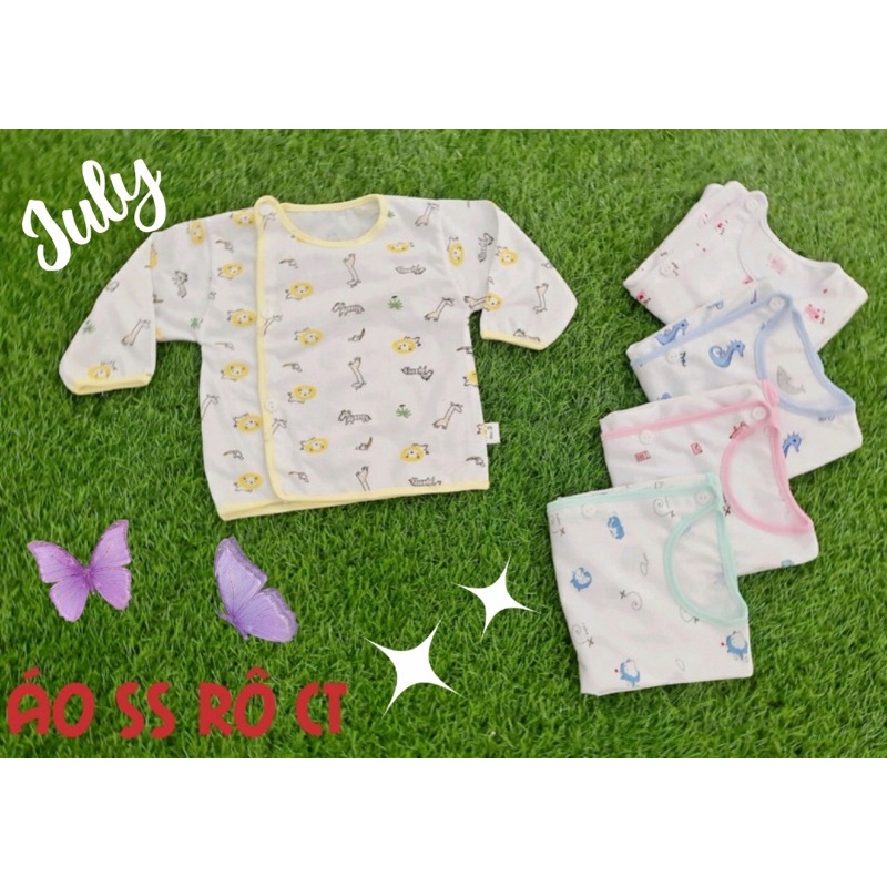 Combo 10 áo dài sơ sinh cho bé, cotton khuy vẹo