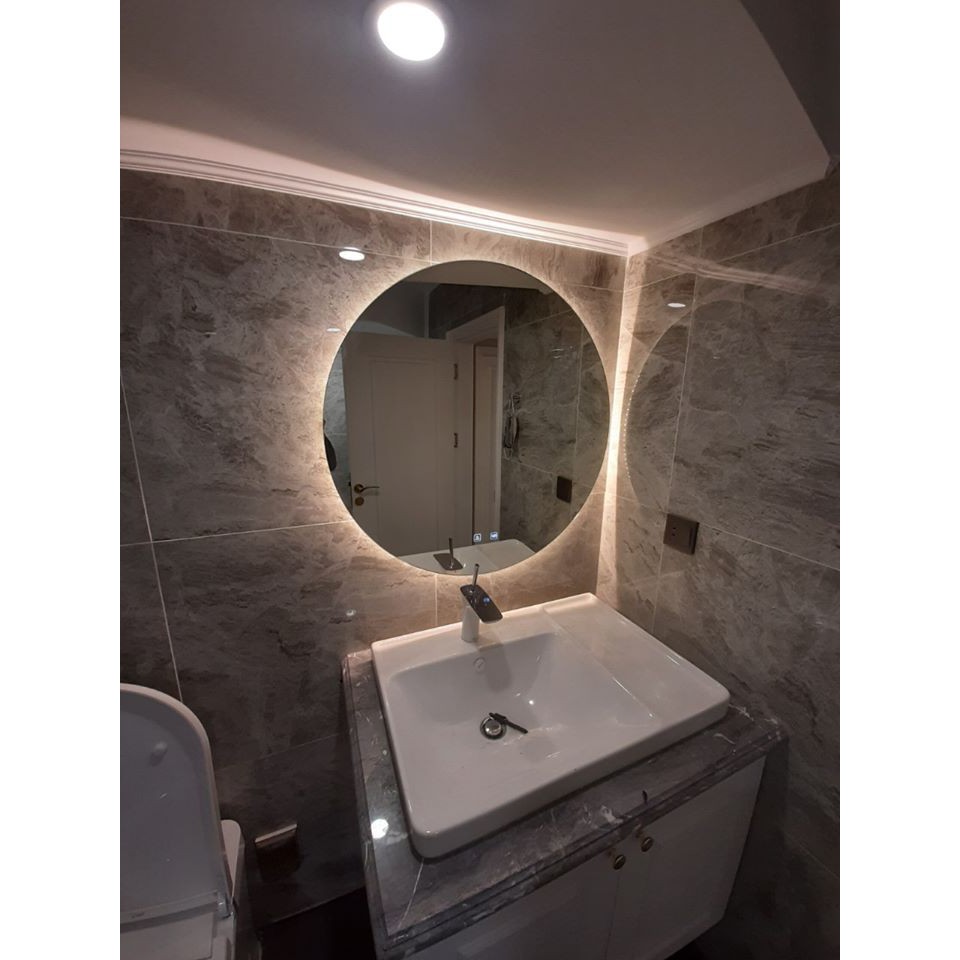 Gương đèn led cảm ứng để bàn trang điểm makeup, gương tròn treo tường nhà tắm phòng wc cao cấp MIRRORTOCTOCHK-0003