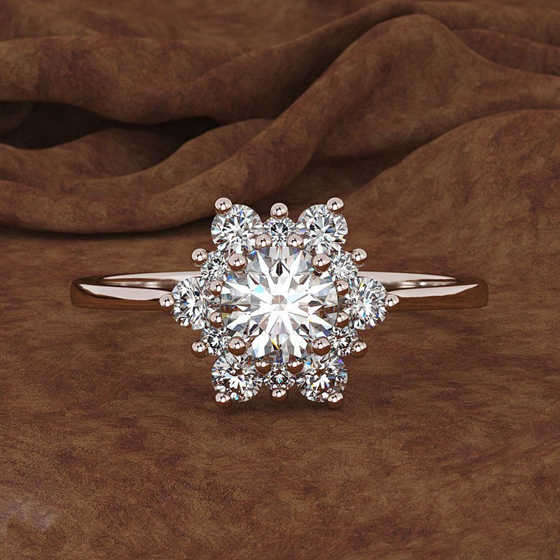 Aifei Jewellery Women Ring Flower Mosaic Diamond 925 Sterling Silver R1142